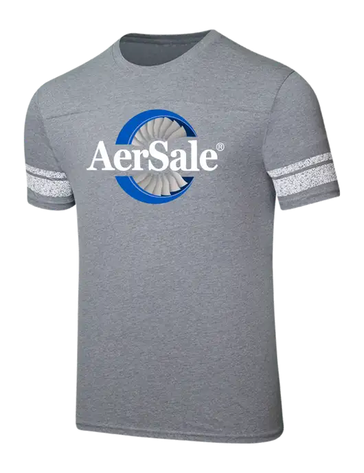 AerSale Game Heathered Nickel/White 4.5 oz T-Shirt w/AerSale Logo