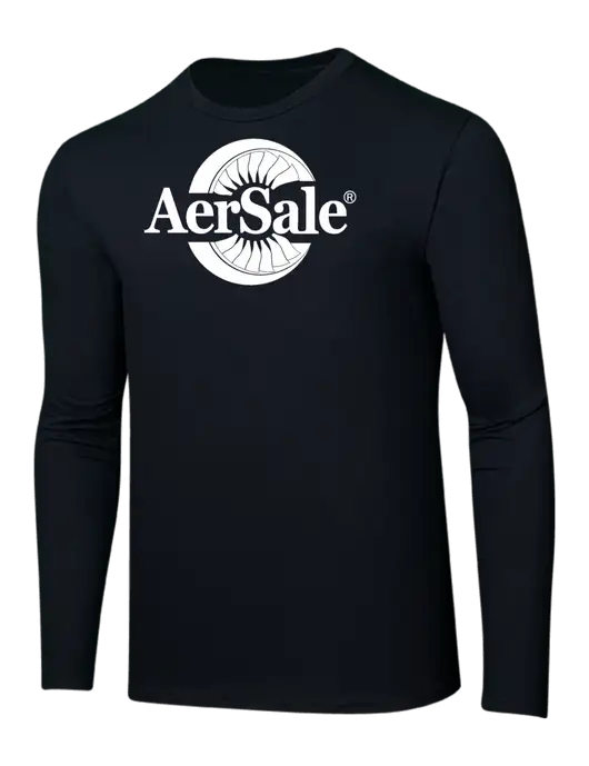 AerSale Ring Spun Jet Black 4.5 oz Long Sleeve T-Shirt w/AerSale Logo