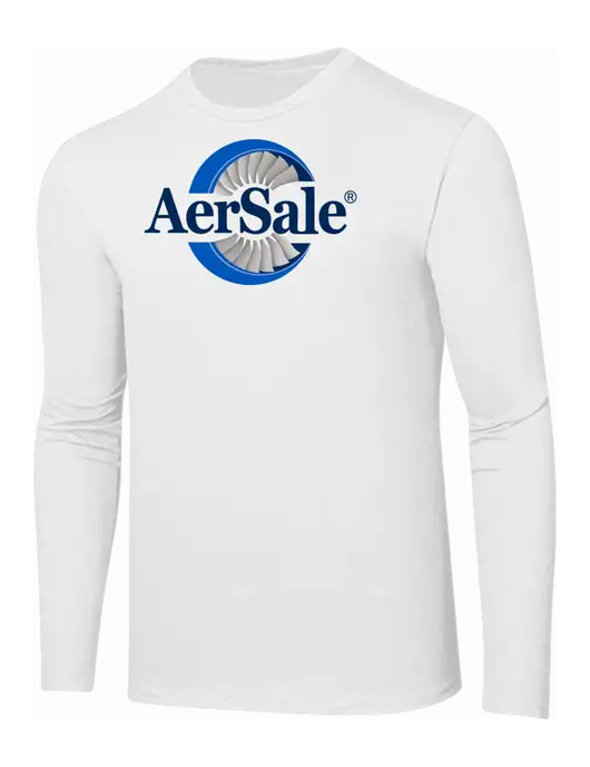 AerSale Ring Spun White 4.5 oz Long Sleeve T-Shirt w/AerSale Logo