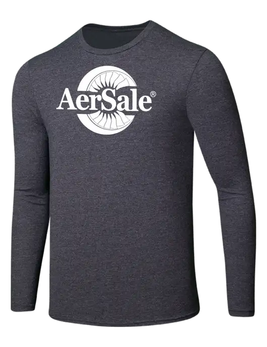 AerSale Seriously Soft Heathered Charcoal Long Sleeve T-Shirt w/AerSale Logo