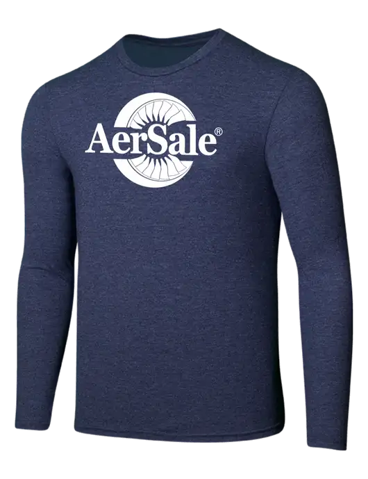 AerSale Seriously Soft Heathered Navy Long Sleeve T-Shirt w/AerSale Logo