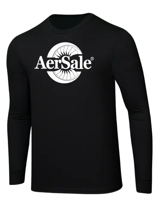 AerSale Simply Soft Long Sleeve Black 4.5 oz, Poly/Combed Ring Spun Cotton T-Shirt w/AerSale Logo