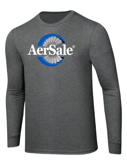 AerSale Simply Soft Long Sleeve Grey Frost 4.5 oz, Poly/Combed Ring Spun Cotton T-Shirt w/AerSale Logo