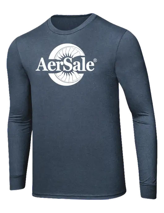 AerSale Simply Soft Long Sleeve Navy Frost 4.5 oz, Poly/Combed Ring Spun Cotton T-Shirt w/AerSale Logo
