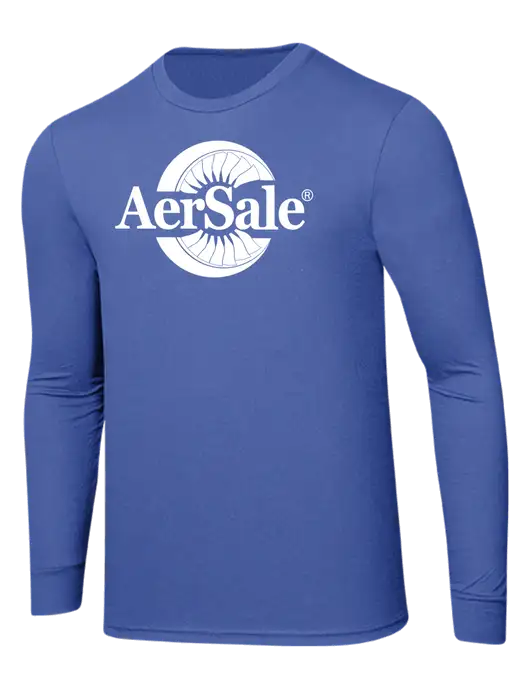 AerSale Simply Soft Long Sleeve Royal Frost 4.5 oz, Poly/Combed Ring Spun Cotton T-Shirt w/AerSale Logo