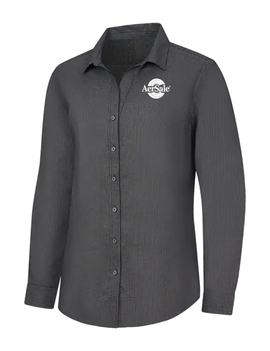 AerSale Charcoal Womens Pincheck Easy Care Shirt w/AerSale Logo