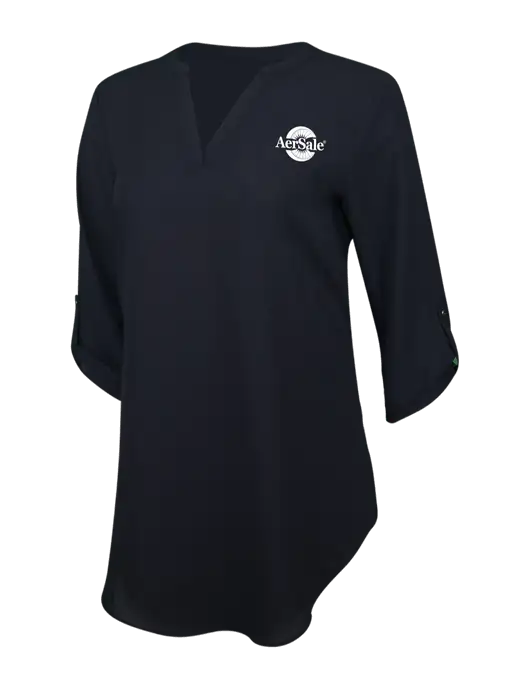 AerSale Womens Black 3/4 Sleeve Tunic Blouse w/AerSale Logo