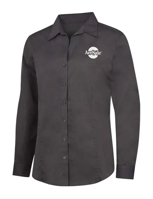 AerSale Womens Soft Black Crosshatch Easy Care Shirt w/AerSale Logo