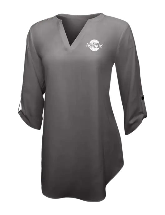AerSale Dark Grey Womens 3/4 Sleeve Tunic Blouse w/AerSale Logo