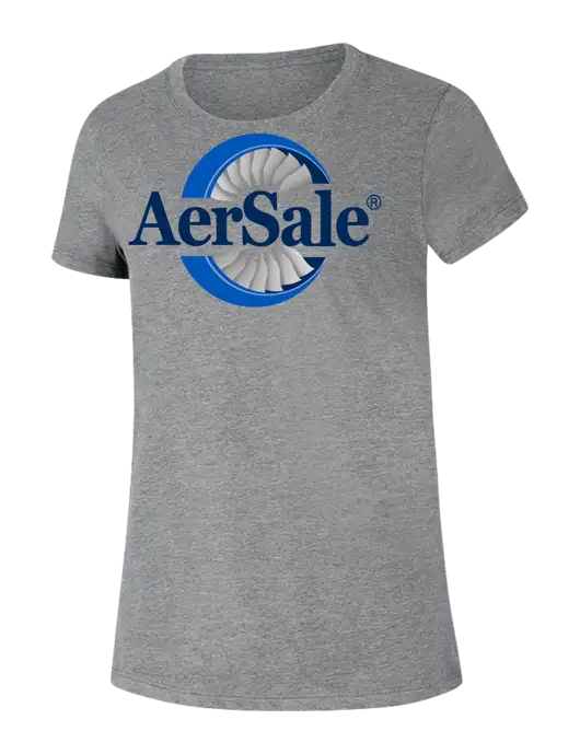 AerSale Womens Ring Spun Light Grey Heather 4.5 oz T-Shirt w/AerSale Logo