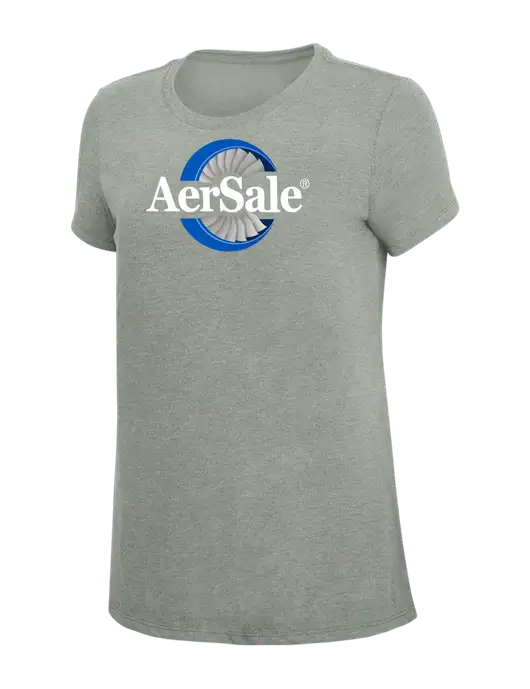 AerSale Womens Simply Soft Grey Frost 4.5oz  Poly/Combed Ring Spun Cotton T-Shirt w/AerSale Logo