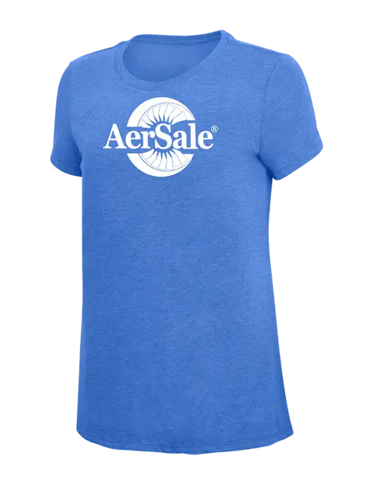 AerSale Womens Simply Soft Royal Frost 4.5oz  Poly/Combed Ring Spun Cotton T-Shirt w/AerSale Logo