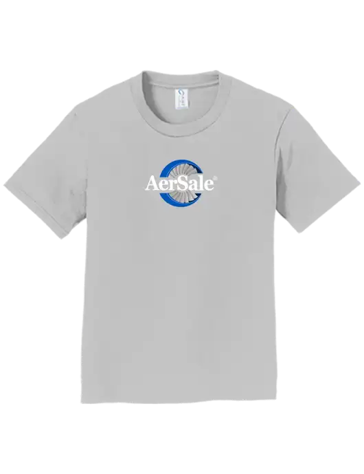 AerSale Youth Ring Spun Silver 4.5 oz T-Shirt w/AerSale Logo