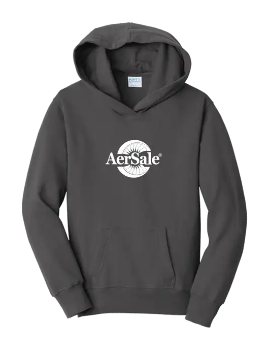AerSale Youth Charcoal 7.8 oz, 50/50 Cotton/Poly Pullover Hooded Sweatshirt w/AerSale Logo