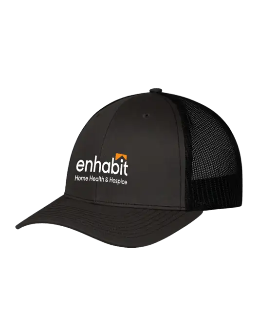 Enhabit Richardson Adjustable Snapback Original 112 Trucker Cap Black w/Black Mesh w/Enhabit Logo