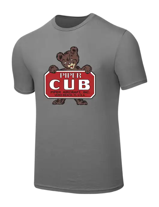 Piper Seriously Soft Medium Grey T-Shirt w/Piper Cub Logo