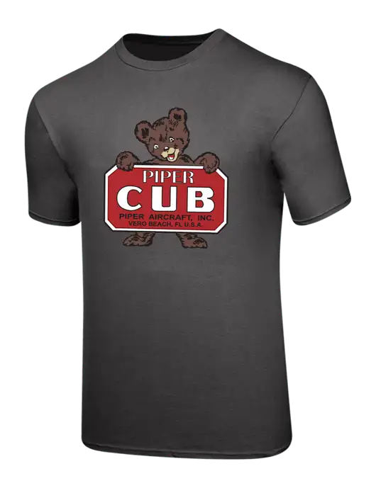 Piper Ring Spun Charcoal 4.5 oz T-Shirt w/Piper Cub Logo