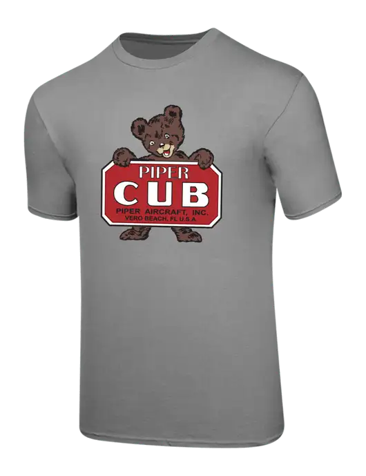 Piper Ring Spun Medium Grey 4.5 oz T-Shirt w/Piper Cub Logo