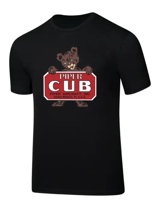 Piper Seriously Soft Black T-Shirt w/Piper Cub Logo