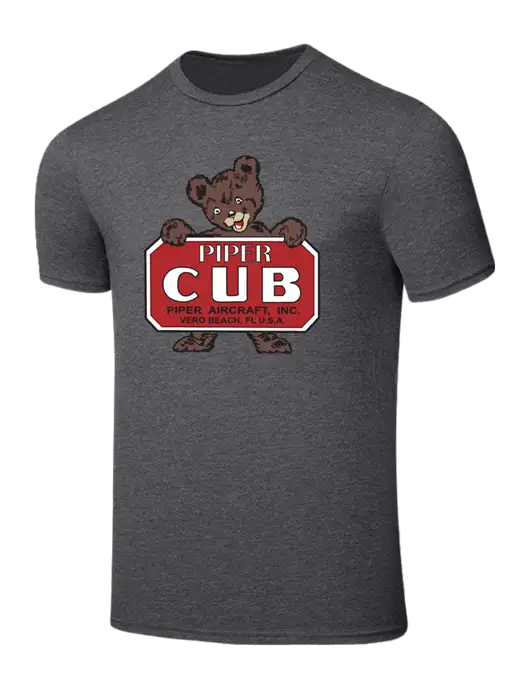 Piper Seriously Soft Heathered Charcoal T-Shirt w/Piper Cub Logo