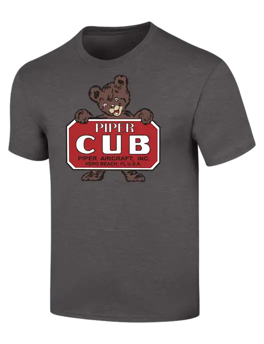 Piper Simply Soft Heather Charcoal 4.5oz  Poly/Combed Ring Spun Cotton T-Shirt w/Piper Cub Logo