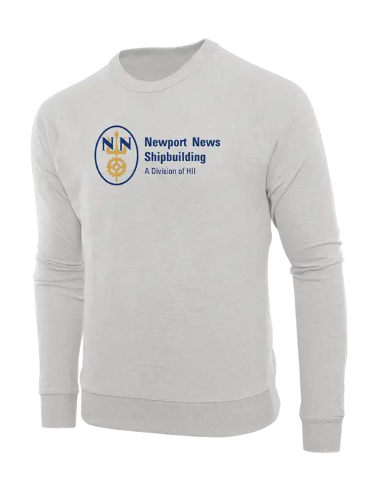Newport News Allmade Granite Grey Heather Organic French Terry Crewneck Sweatshirt w/NNS Logo