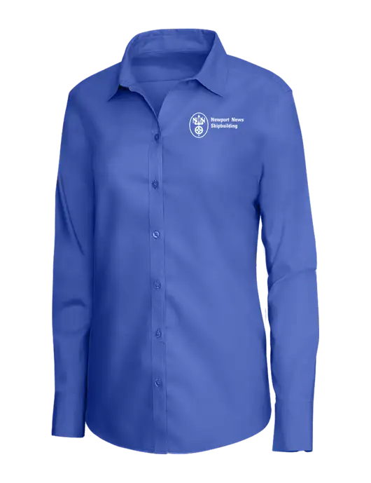 Newport News Brooks Brothers Womens Royal Blue Wrinkle-Free Stretch Nailhead Shirt w/NNS Logo