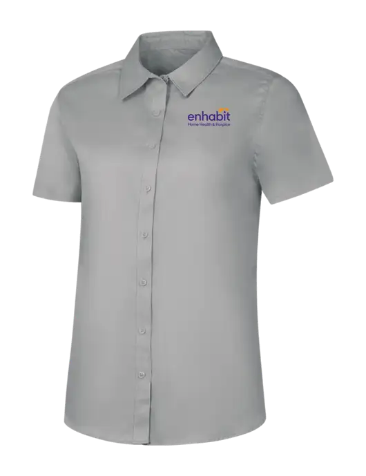 Enhabit Womens Light Grey Short Sleeve Superpro React Twill Shirt w/Enhabit Logo