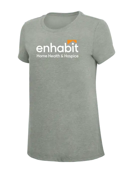 Enhabit Womens Simply Soft Grey Frost 4.5oz  Poly/Combed Ring Spun Cotton T-Shirt w/Enhabit Logo