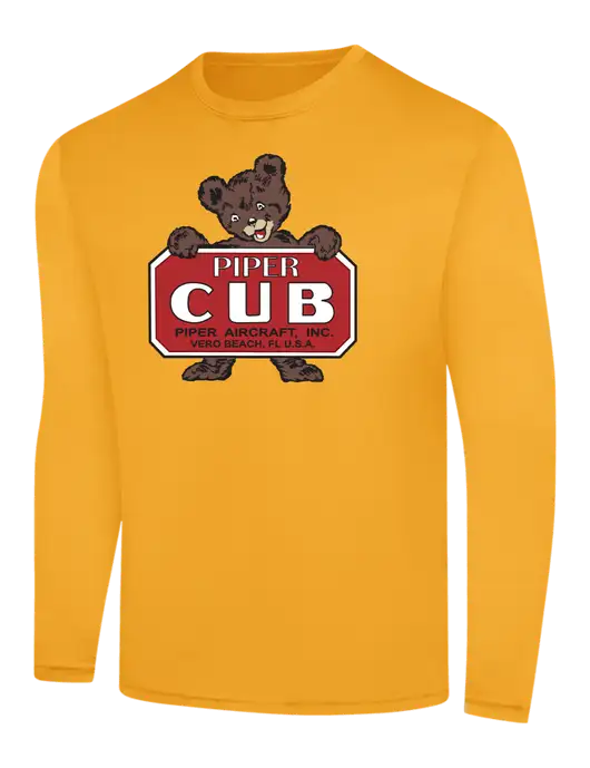 Piper Long Sleeve Yellow Gold PosiCharge Competitor Tee w/Piper Cub Logo