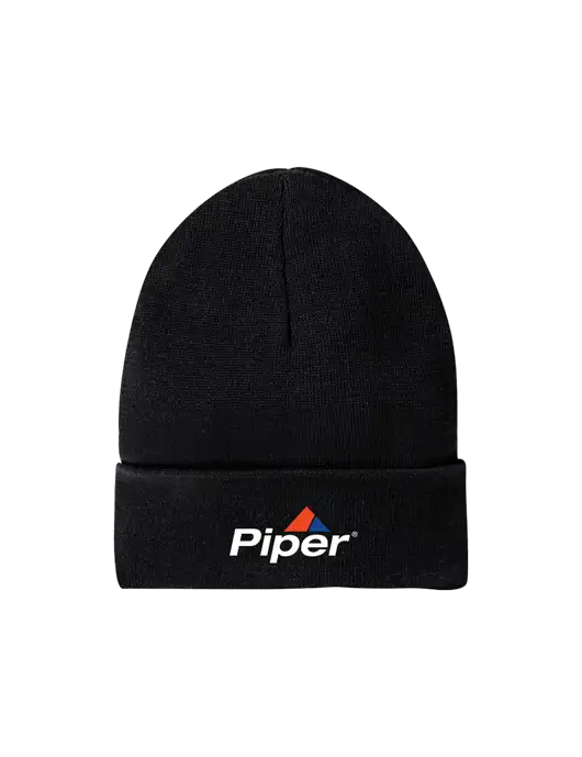 Piper District Recycled Black Beanie w/Piper Logo