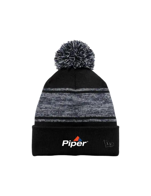 Piper New Era ® Black/Navy Knit Chilled Pom Beanie w/Piper Logo