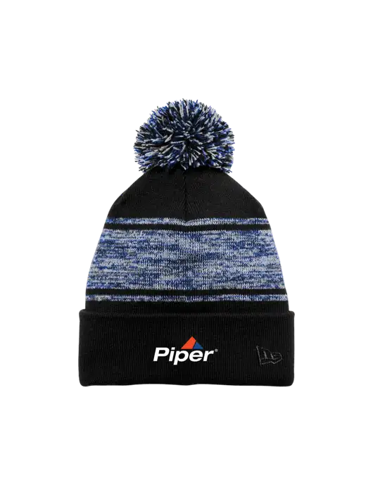 Piper New Era ® Black/Royal Knit Chilled Pom Beanie w/Piper Logo