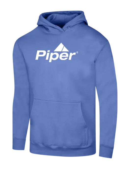 Piper Carolina Blue 7.8 oz Ring Spun Hooded Sweatshirt w/Piper Logo