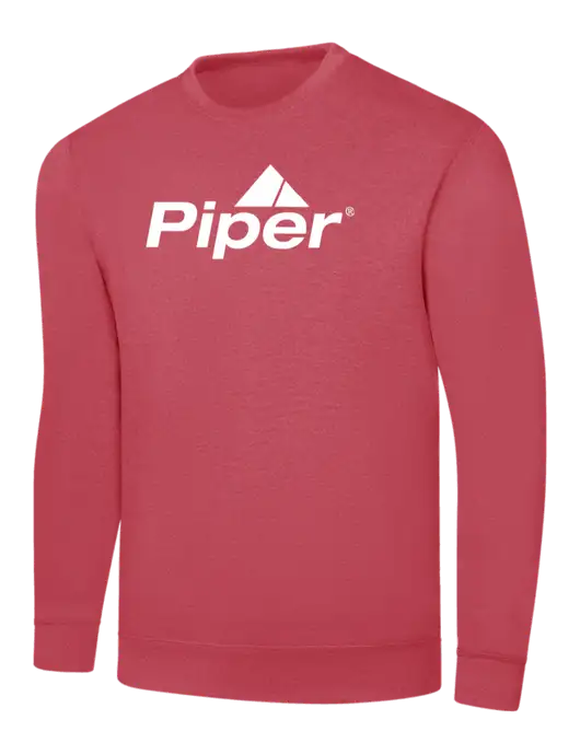 Piper Heather Red 7.8 oz Ring Spun Crew Sweatshirt w/Piper Logo