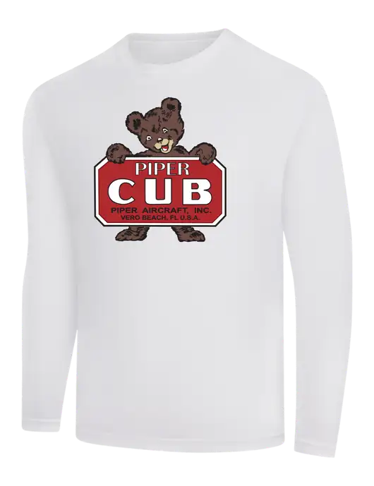 Piper Long Sleeve White PosiCharge Competitor Tee w/Piper Cub Logo