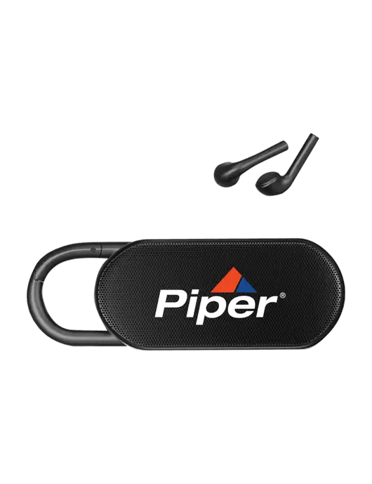 Piper Clip Buddies Black Speaker & Ear Buds w/Piper Logo