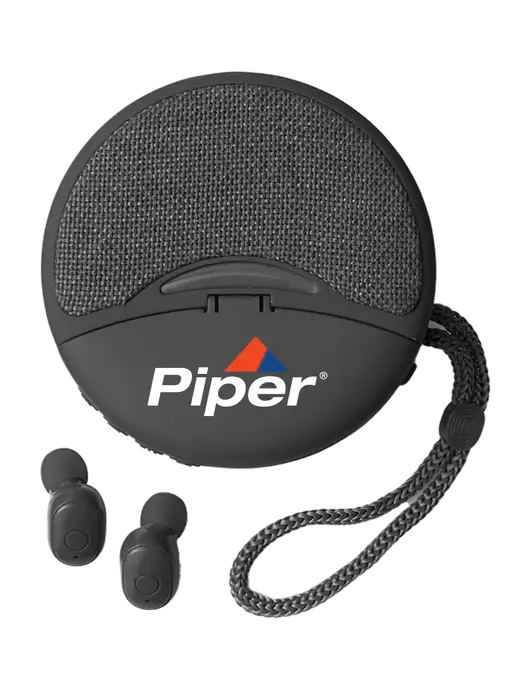 Piper Duo Black Wireless Earbuds & Speaker w/Piper Logo