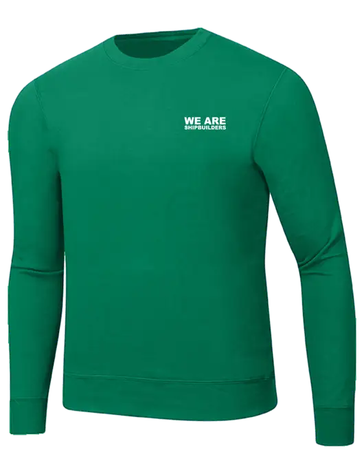 Newport News Kelly Green 7.8 oz Ring Spun Crew Sweatshirt w/WE ARE SHIPBUILDERS Logo