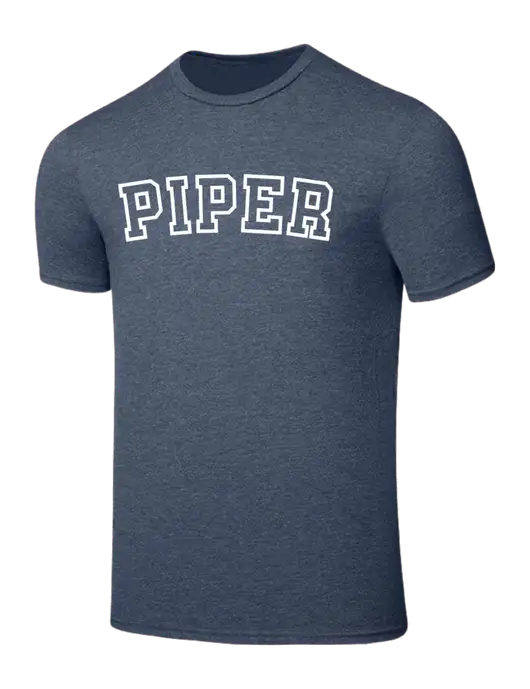 Piper Seriously Soft Heathered Navy T-Shirt w/Piper Collegiate Logo