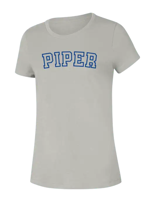 Piper Womens Seriously Soft Light Heathered Grey T-Shirt w/Piper Collegiate Logo