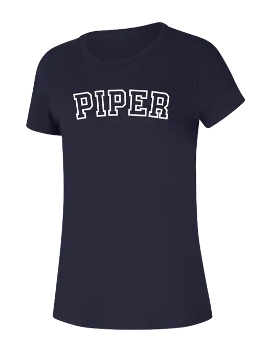 Piper Womens Seriously Soft New Navy T-Shirt w/Piper Collegiate Logo