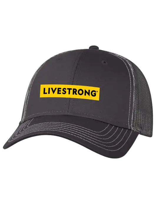 Livestrong Charcoal Grey Mesh Trucker Cap Snap Back w/LIVESTRONG Logo