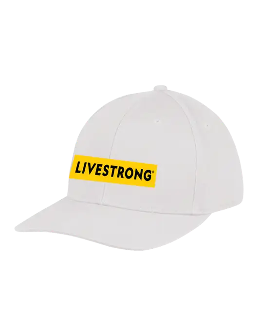 Livestrong Premium Modern Structured Twill White Snapback Cap w/LIVESTRONG Logo