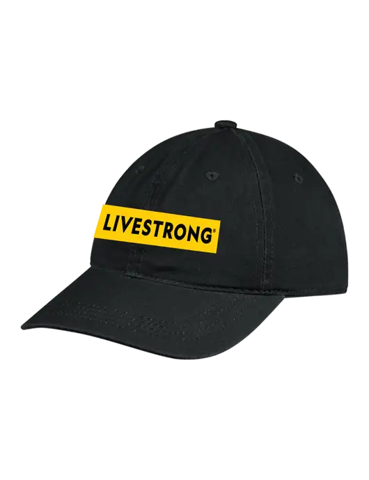 Livestrong Garment Washed Unstructured Twill Black Cap w/LIVESTRONG Logo