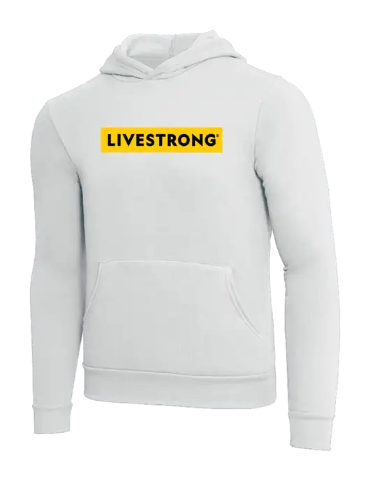 Livestrong BELLA+CANVAS White Ash Sponge Fleece Pullover Hoodie w/LIVESTRONG Logo