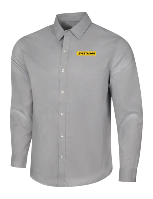 Livestrong Light Grey/White Pincheck Easy Care Shirt w/LIVESTRONG Logo