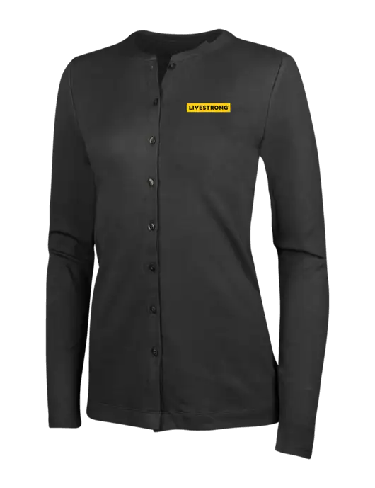 Livestrong Black Womens Concept Stretch Button-Front Cardigan Sweater w/LIVESTRONG Logo