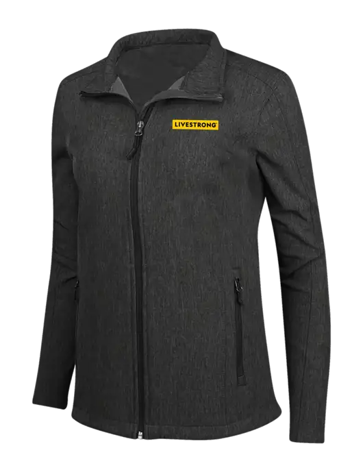 Livestrong Black Charcoal Heather Womens Core Soft Shell Jacket w/LIVESTRONG Logo