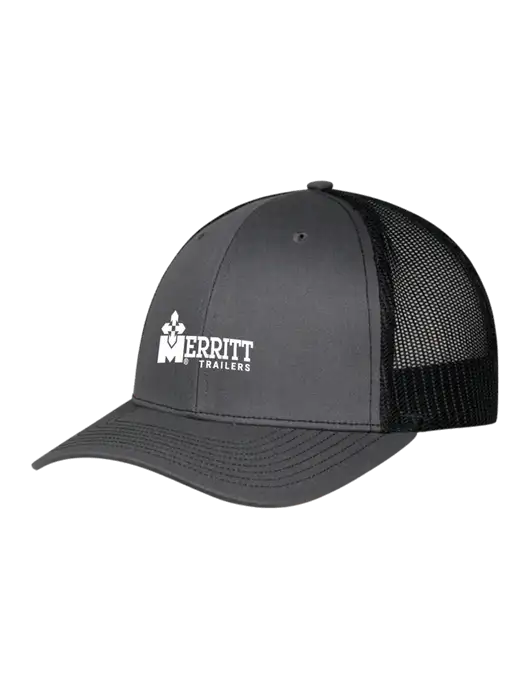 Merritt Trailers Richardson Adjustable Snapback Original 112 Trucker Cap Charcoal w/Black Mesh w/Merritt Trailers Logo